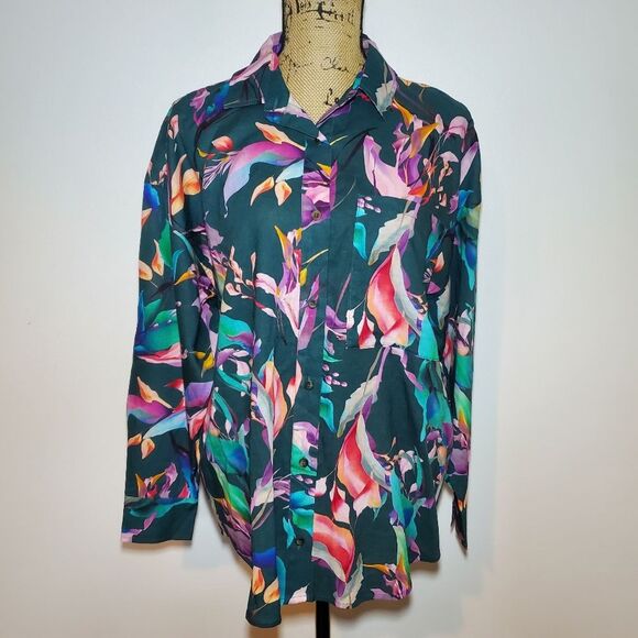 NWT CALIA Oversized Long Sleeve Button Down Cover Up Size S - Picture 2 of 10